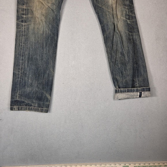 Neighborhood Jeans Mens Selvedge Whiskers Honeycomb Tracks Straight Fits 32x28 - Picture 8 of 15